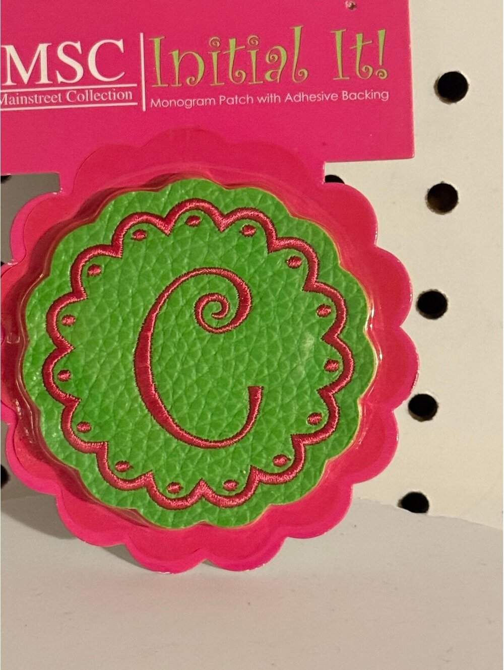 3 inch MSC Initial It! Monogram Patch Letter C Adhesive Backing